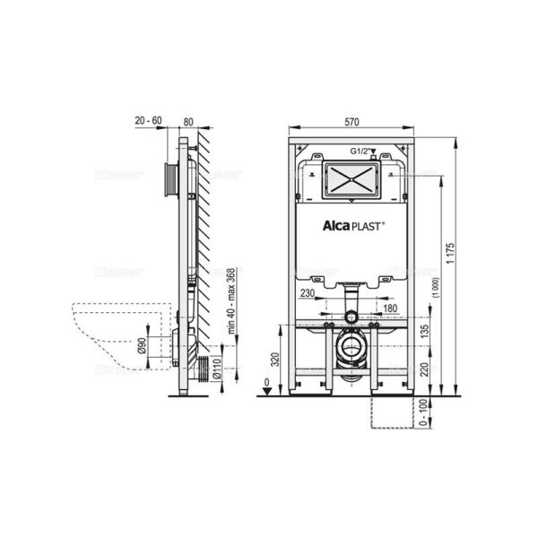 Alcaplast вградено казанче sadromodul slim А1101B/1200 - Image 2