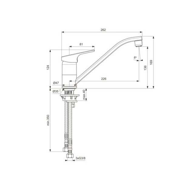 Ideal standard CeraFit  BC134AA Батерија за мијалник со три црева - Image 2