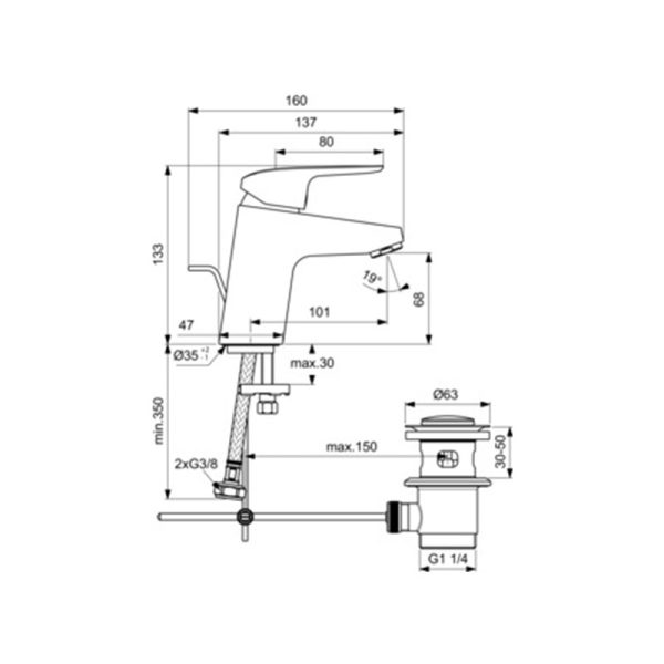 Ideal Standard Ceraflex B1708AA Батерија за мијалник - Image 3