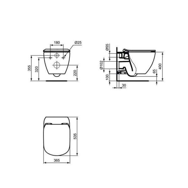 Ideal Standard Tessi конзолна WC-школка сет aquablade - Image 3